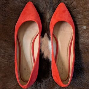 Caslon Red Suede Pointed Toe Flats Size 8.5M